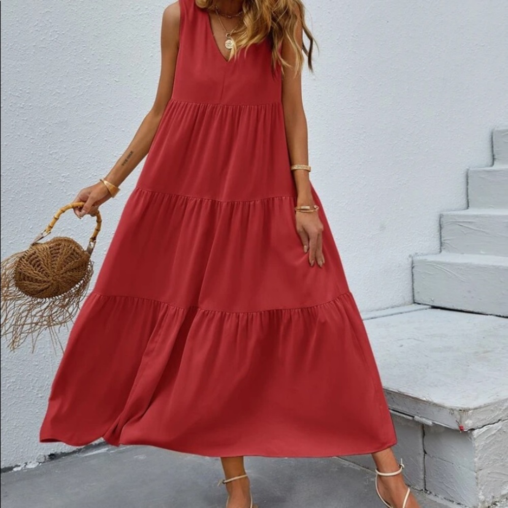 Boho V neck ruffle hem maxi dress - Picture 8 of 12